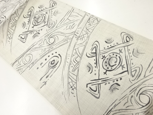 アンティーク　抽象模様織出し袋帯（材料）